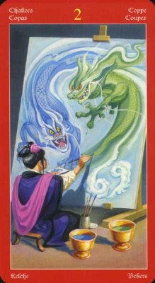 Dragons Tarot. Аркан Двойка Чаш.
