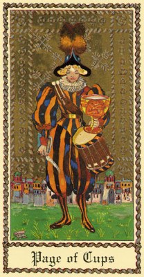 The Medieval Scapini Tarot. Аркан Валет Кубков.