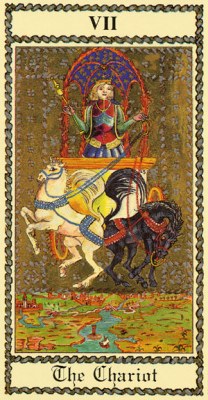 The Medieval Scapini Tarot. Аркан VII Повозка.