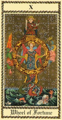 The Medieval Scapini Tarot. Аркан X Колесо Фортуны.