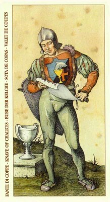 The Tarot of Durer. Аркан Валет Кубков.